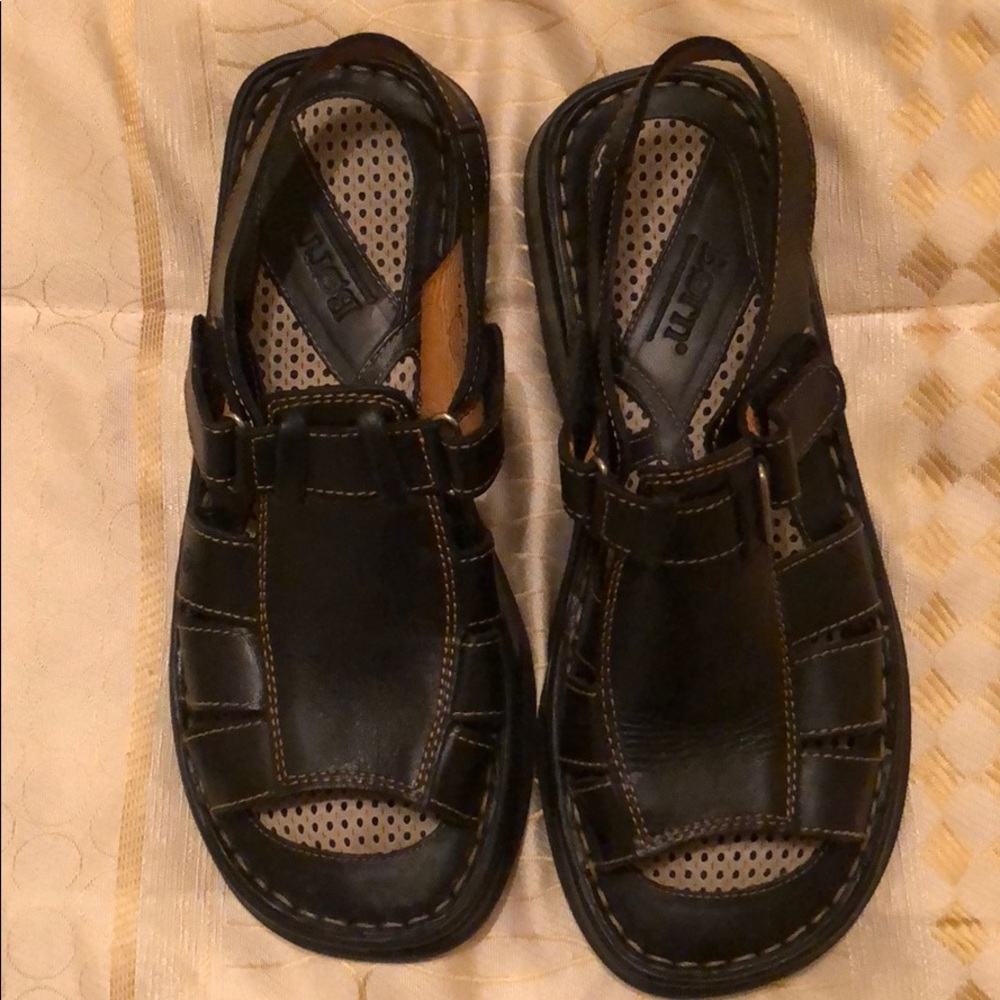 Black Born Leather Sandals